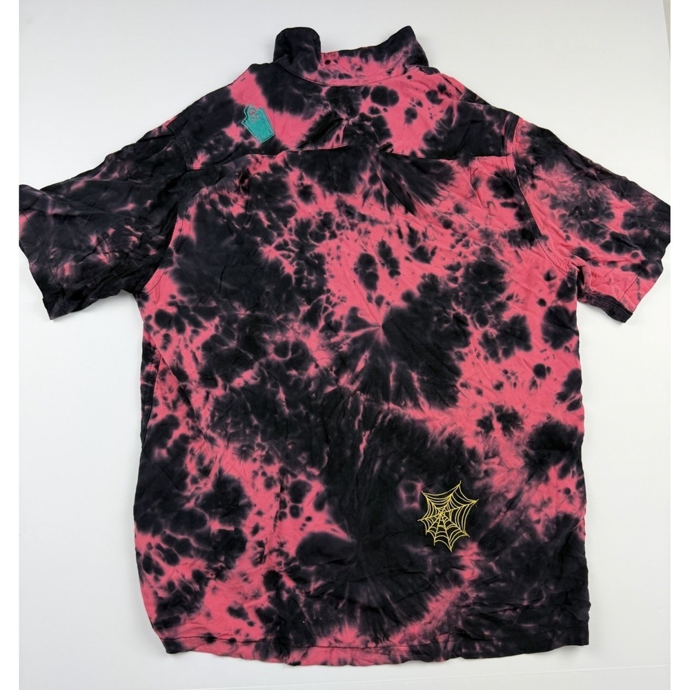 Disney Mickey Mouse Tie Dye Button Up Shirt Pink Black Size Large - Picture 2 of 12